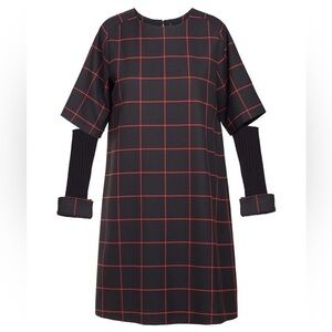 Cop Copine Poignet Removavle Sleeves Robe Dress Jacquard Carmin Print Size 40